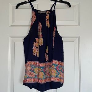 Boutique navy patterned blouse tank top. Size M
